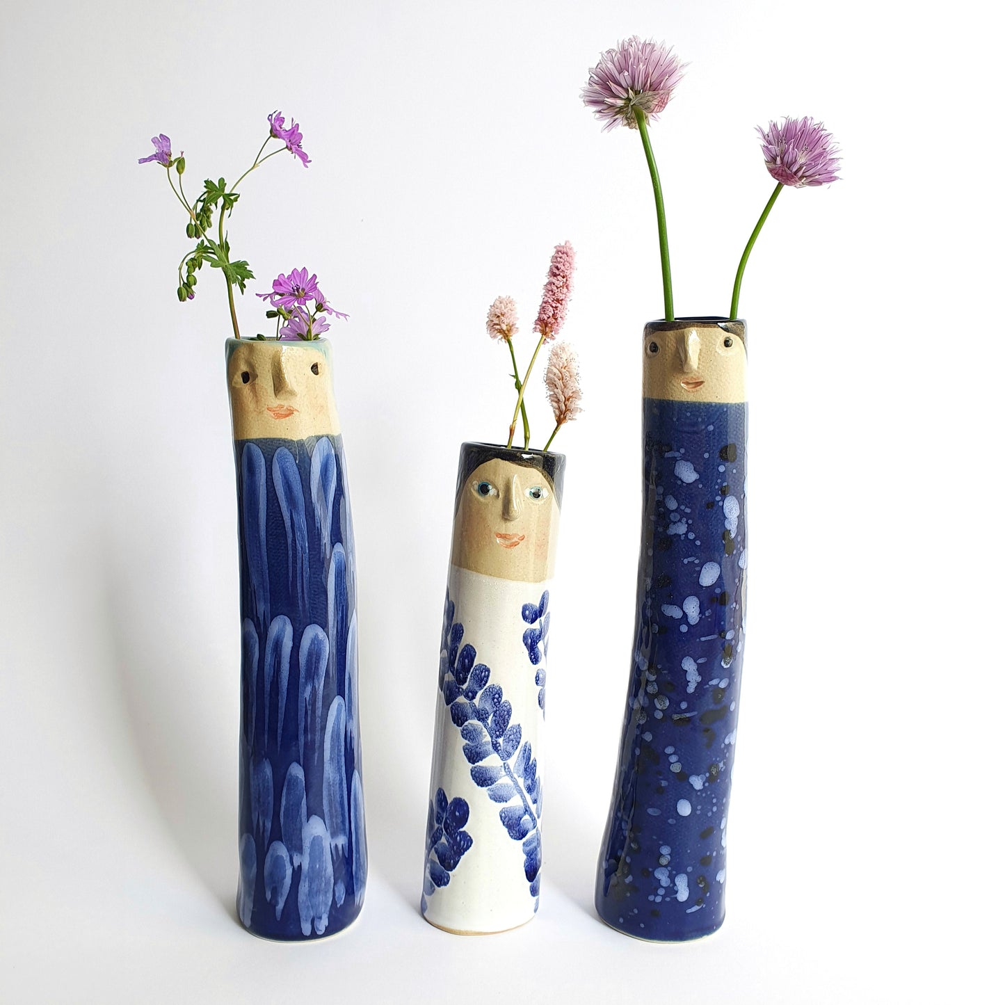 Creamy Blue Bud Vases - Ceramic Connoisseur