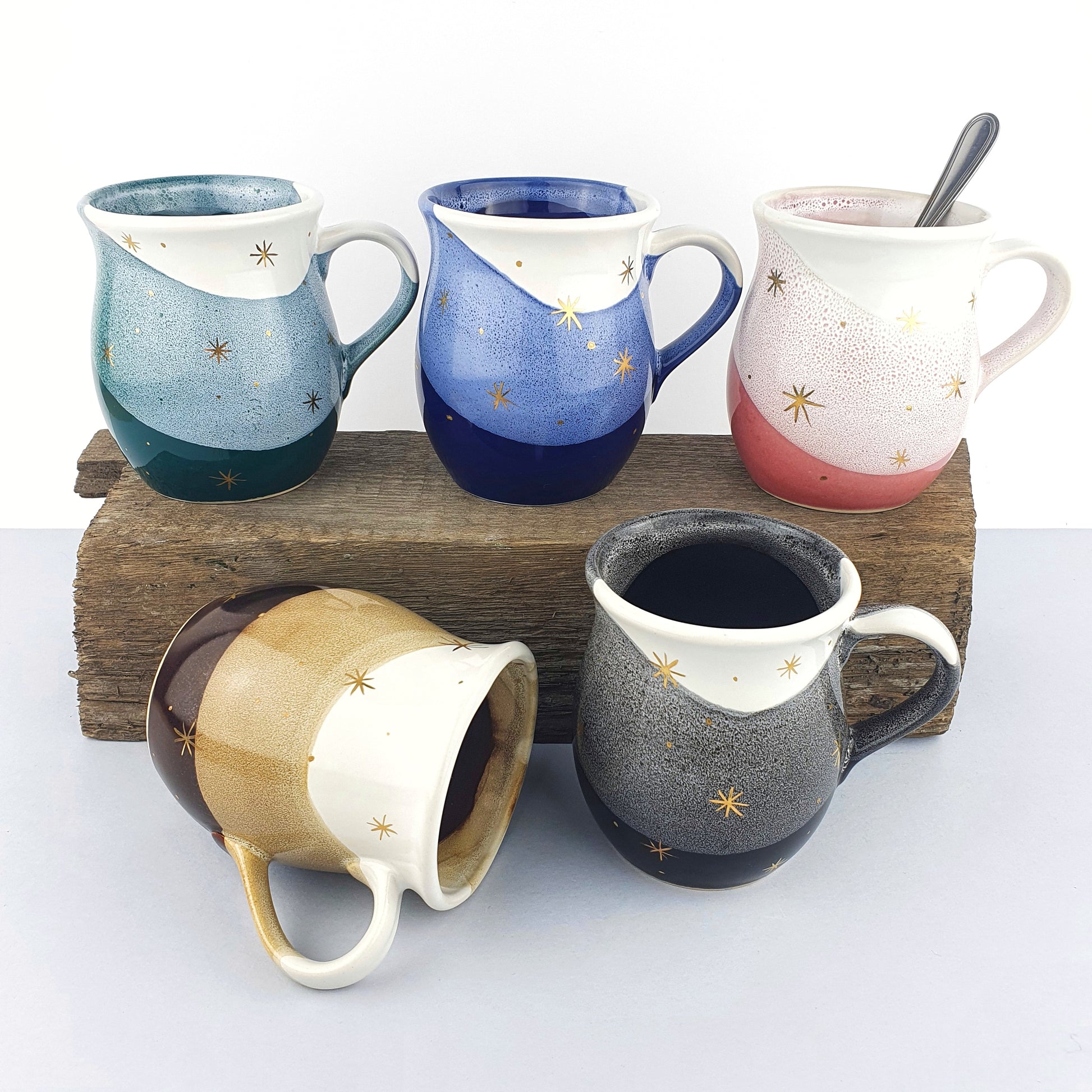 Gold Stars Belly Mugs - Ceramic Connoisseur