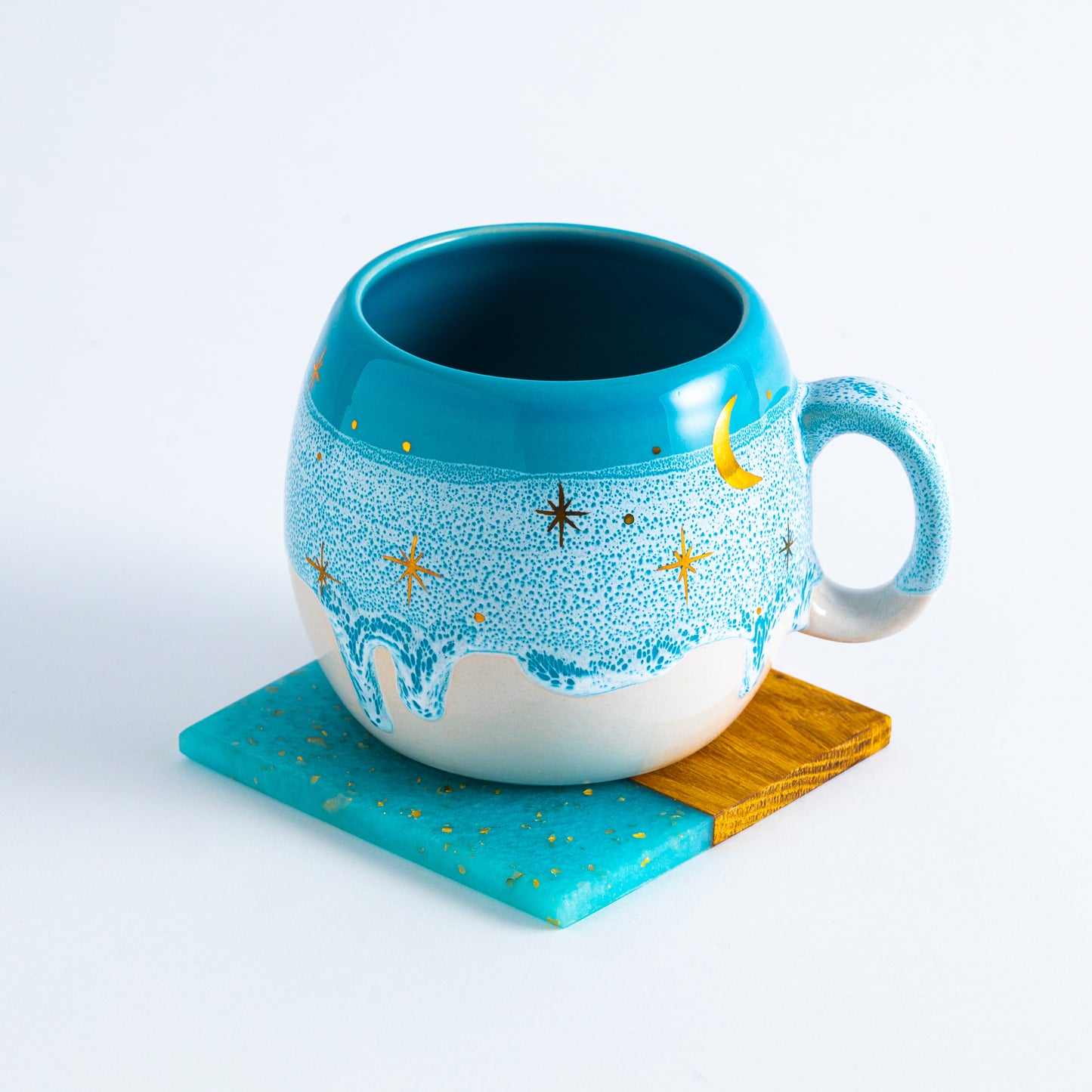 Gold Moon With Stars Barrel Mugs