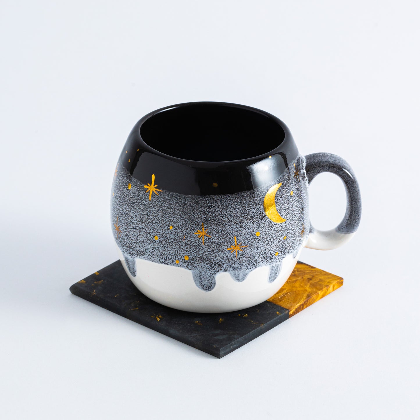Gold Moon With Stars Barrel Mugs