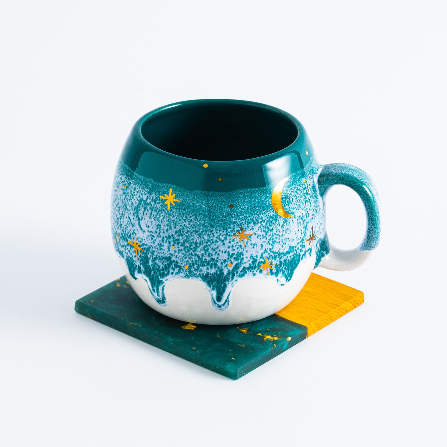 Gold Moon With Stars Barrel Mugs
