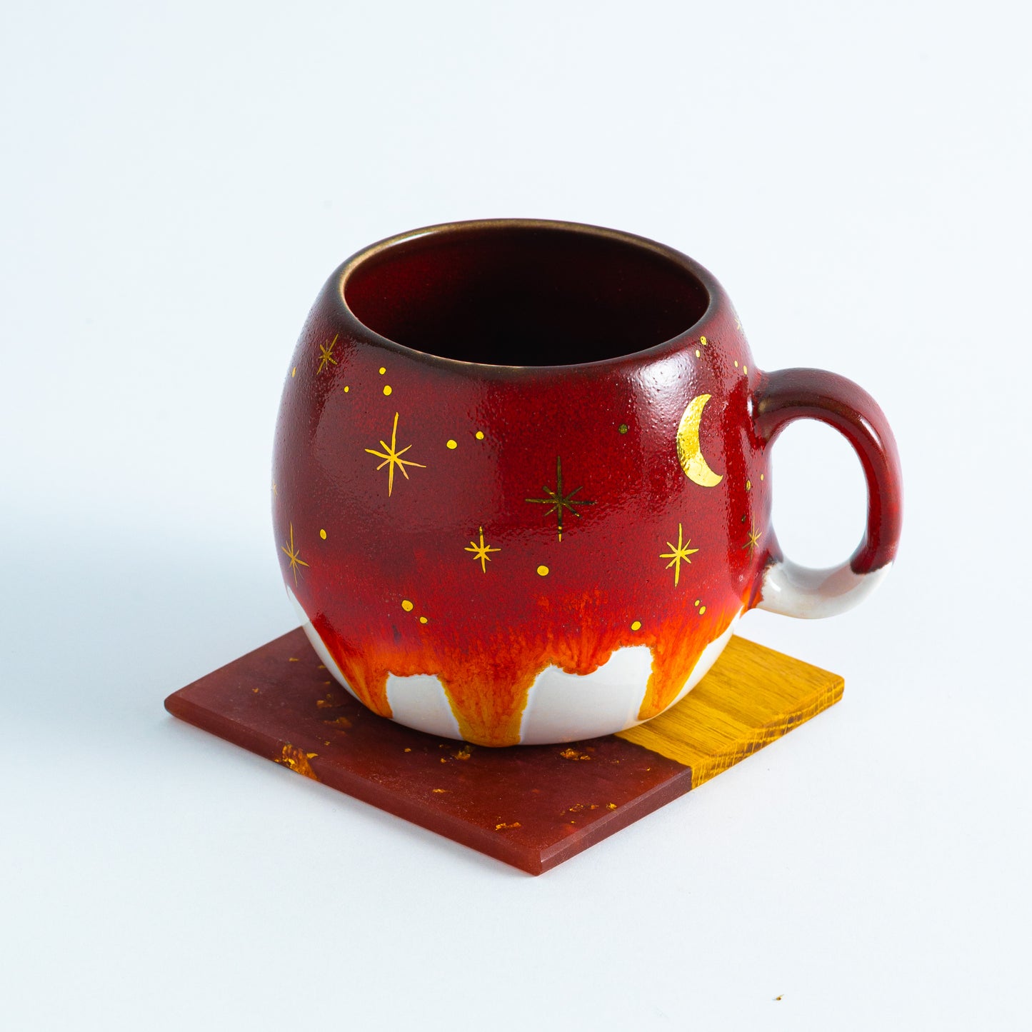Gold Moon With Stars Barrel Mugs