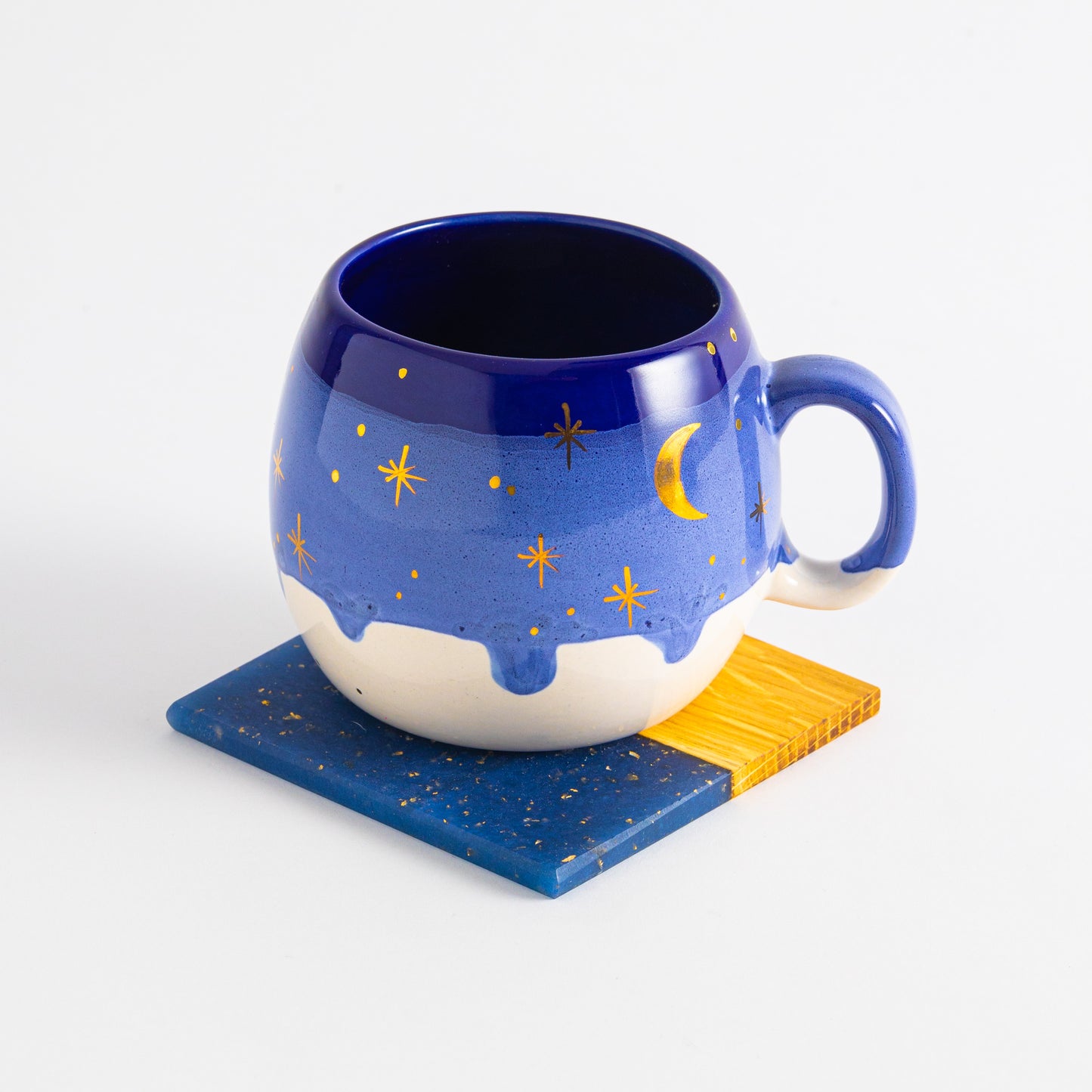 Gold Moon With Stars Barrel Mugs