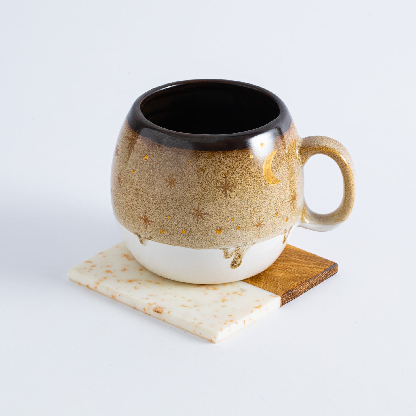 Gold Moon With Stars Barrel Mugs