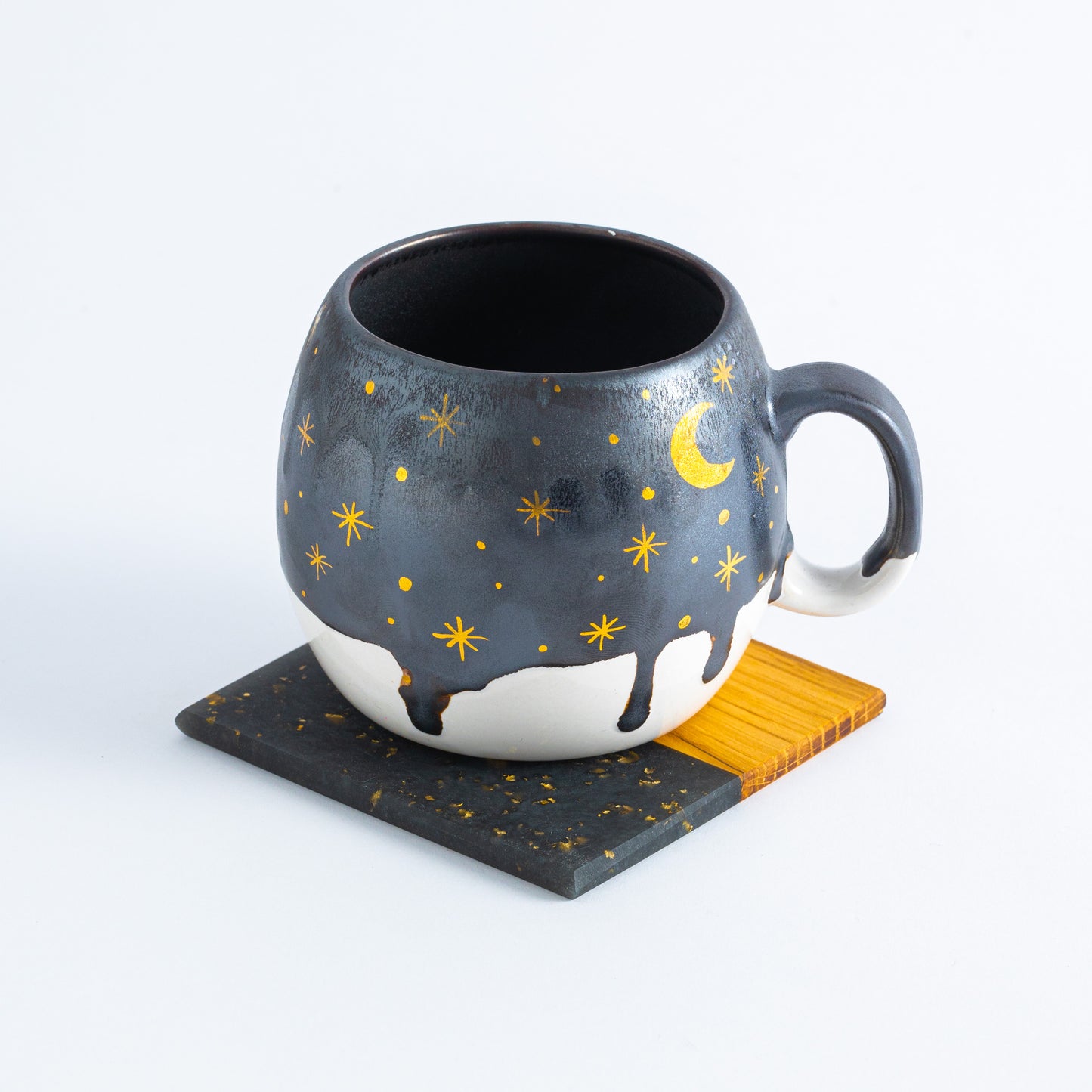 Gold Moon With Stars Barrel Mugs