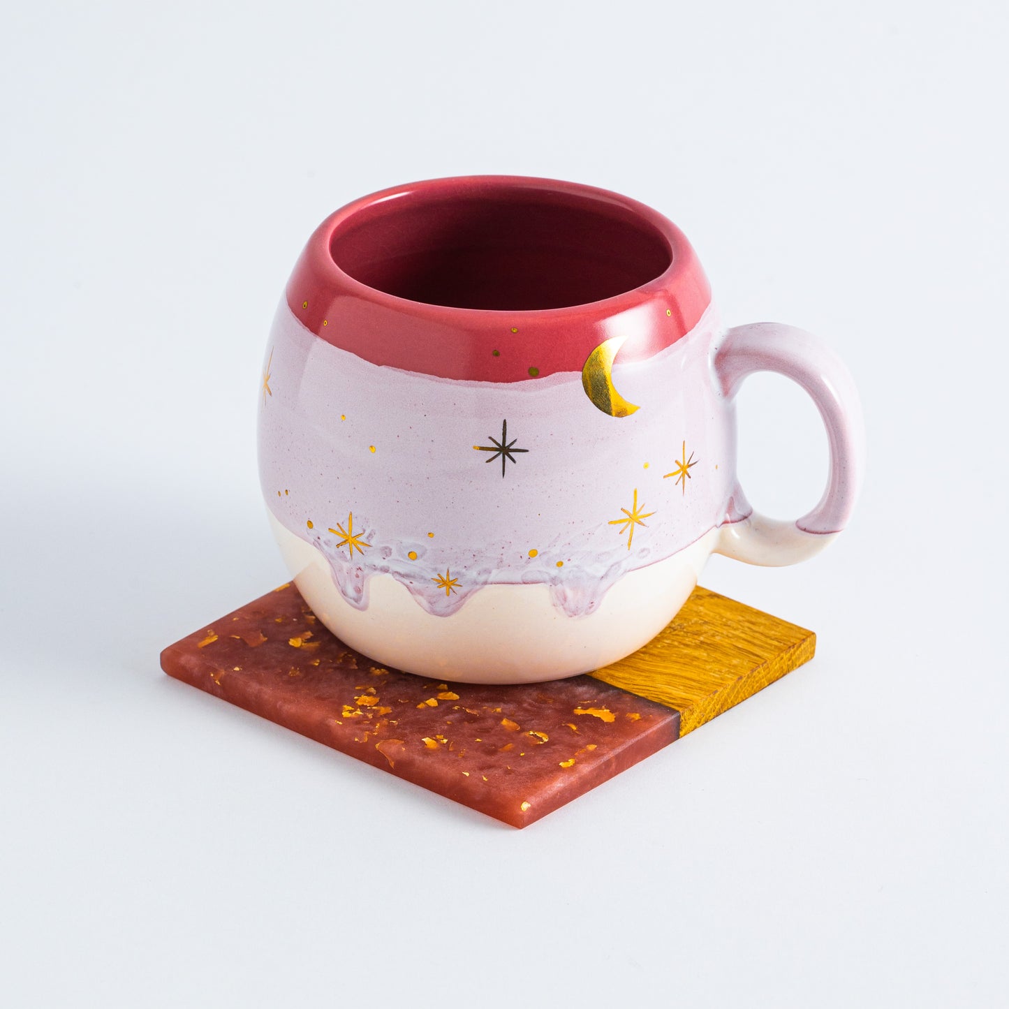 Gold Moon With Stars Barrel Mugs