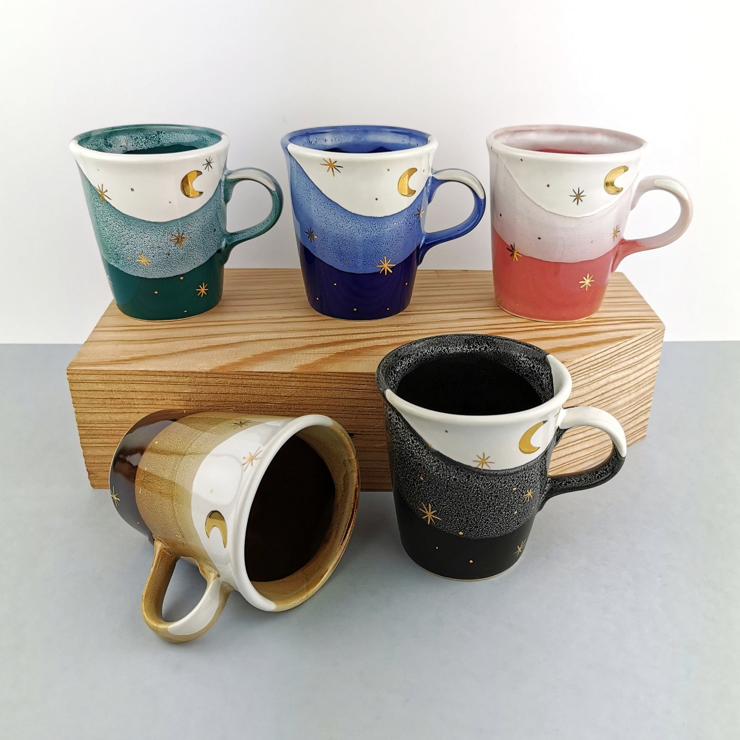 Gold Moon With Stars Petite Mugs - Ceramic Connoisseur