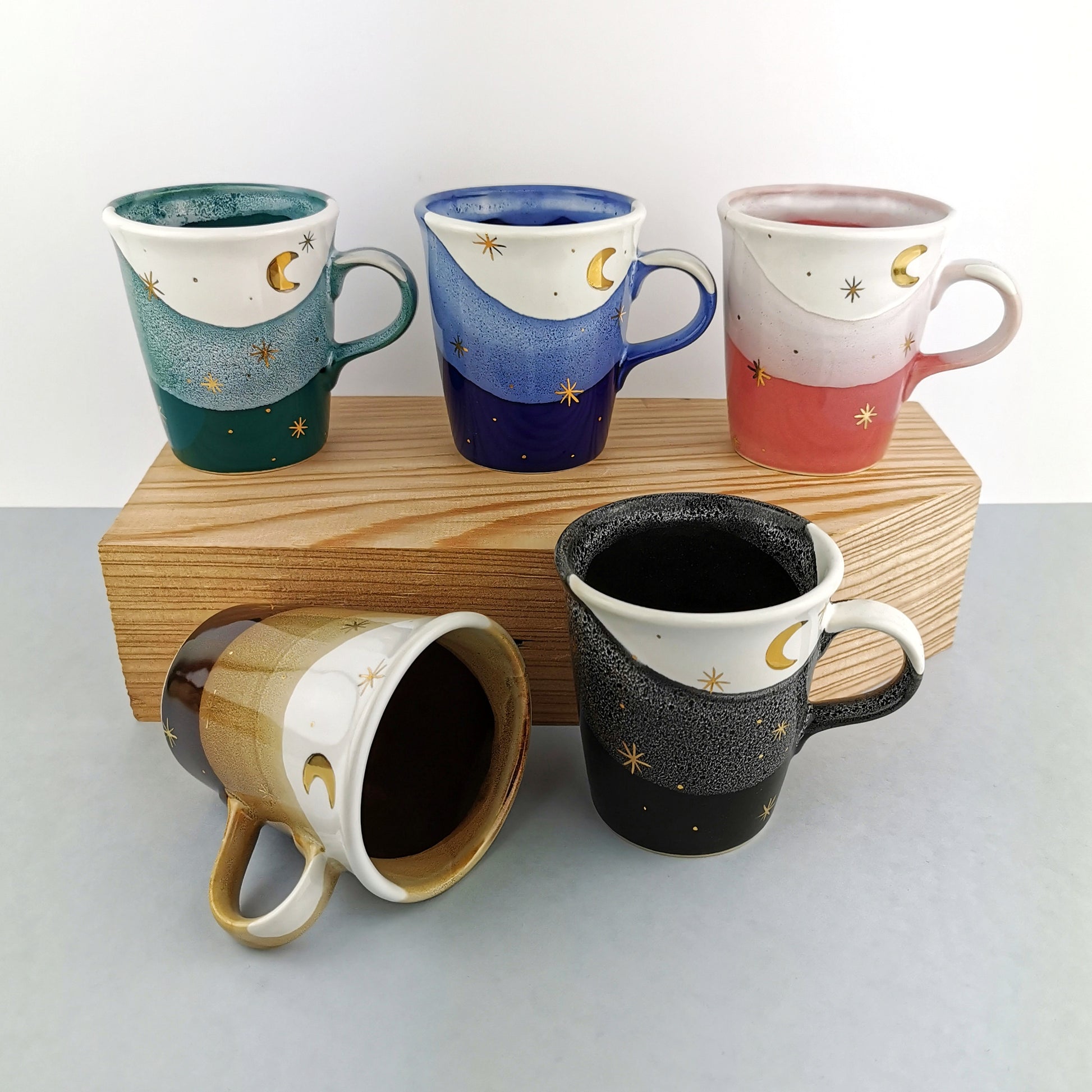 Gold Moon With Stars Petite Mugs - Ceramic Connoisseur