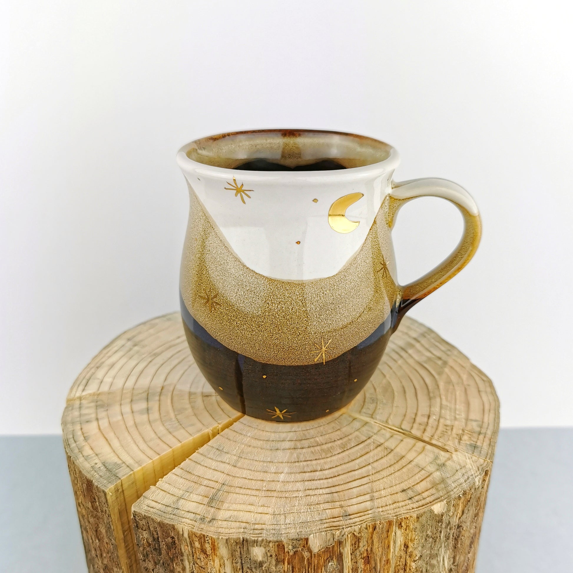 Gold Moon With Stars Belly Mugs - Ceramic Connoisseur