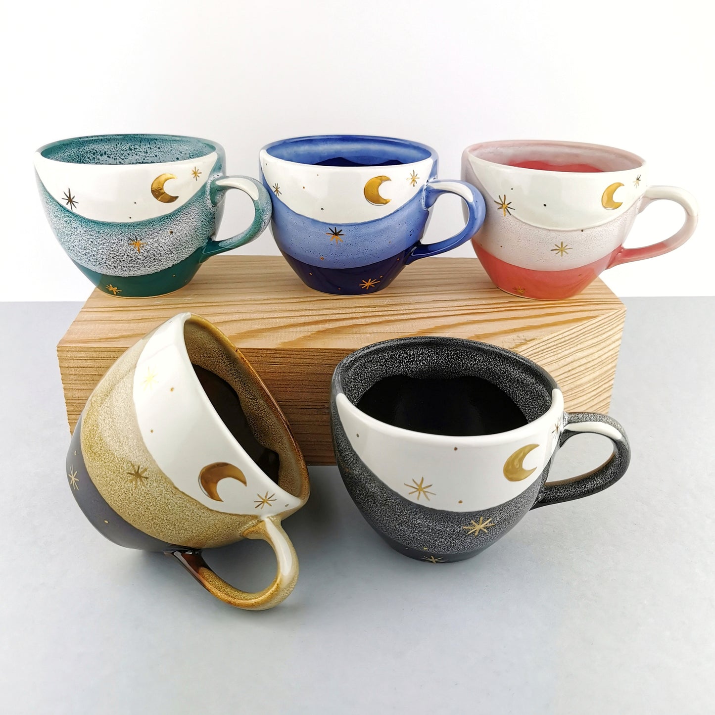 Gold Moon With Stars Cups - Ceramic Connoisseur