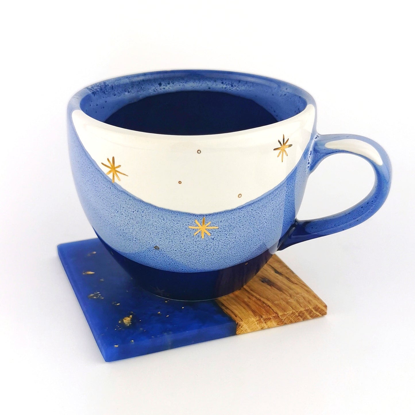 Gold Stars Cups With Coasters - Ceramic Connoisseur