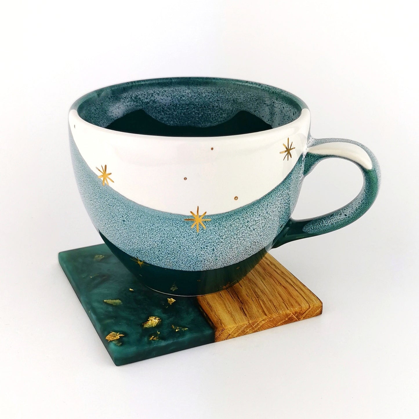 Gold Stars Cups With Coasters - Ceramic Connoisseur