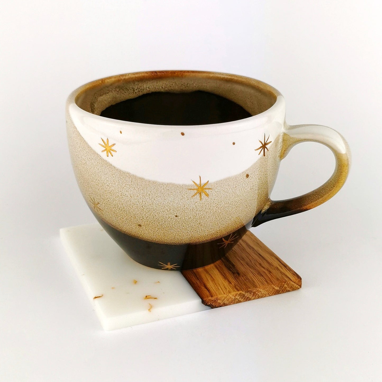 Gold Stars Cups With Coasters - Ceramic Connoisseur