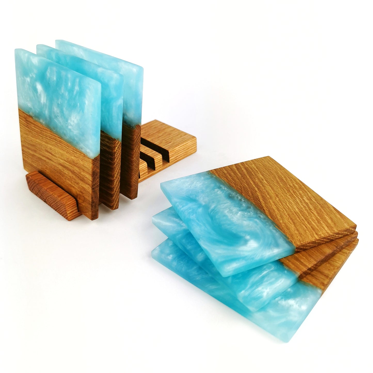 Ice Blue Barrel Mugs With Coasters - Ceramic Connoisseur
