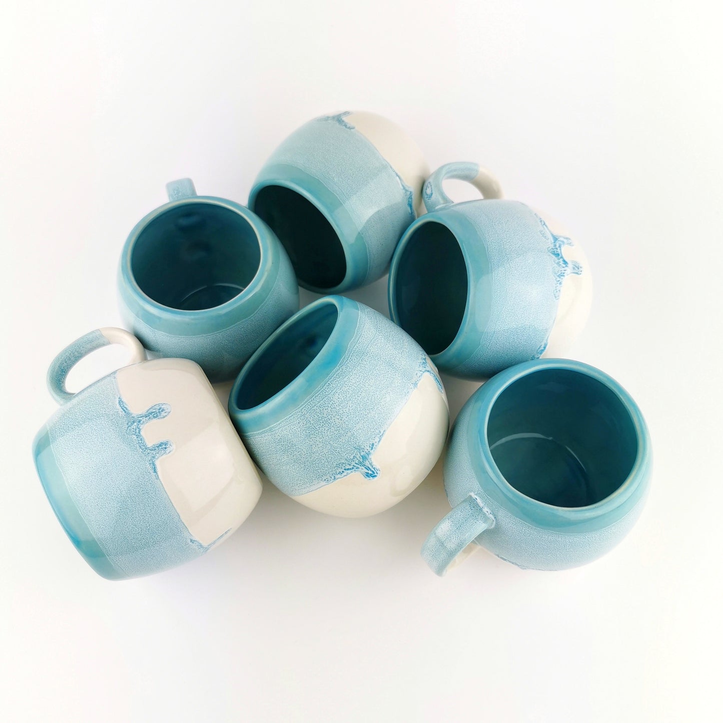 Ice Blue Barrel Mugs With Coasters - Ceramic Connoisseur