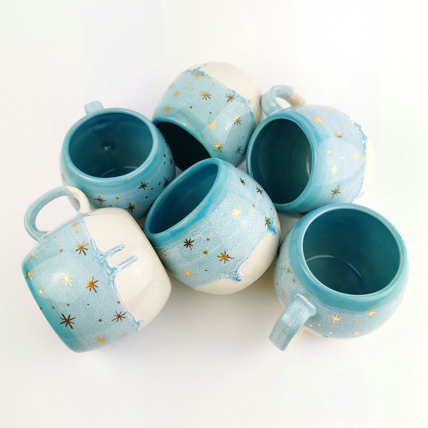 Ice Blue Barrel Mugs With Coasters - Ceramic Connoisseur