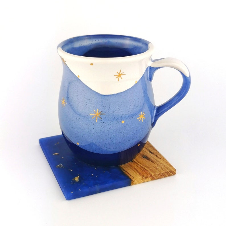 Gold Stars Belly Mugs With Coasters - Ceramic Connoisseur