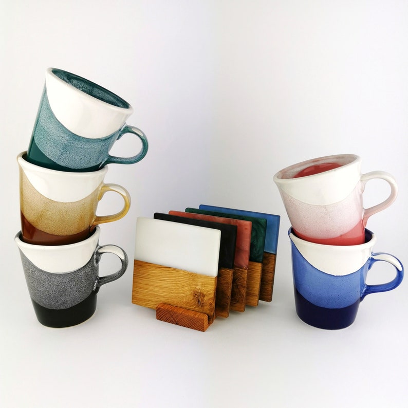 Glazed Petite Mugs With Coasters - Ceramic Connoisseur
