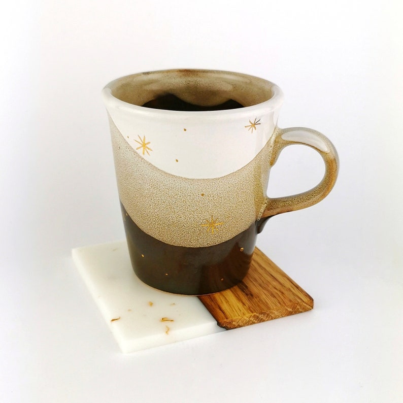 Gold Stars Petite Mugs With Coasters - Ceramic Connoisseur