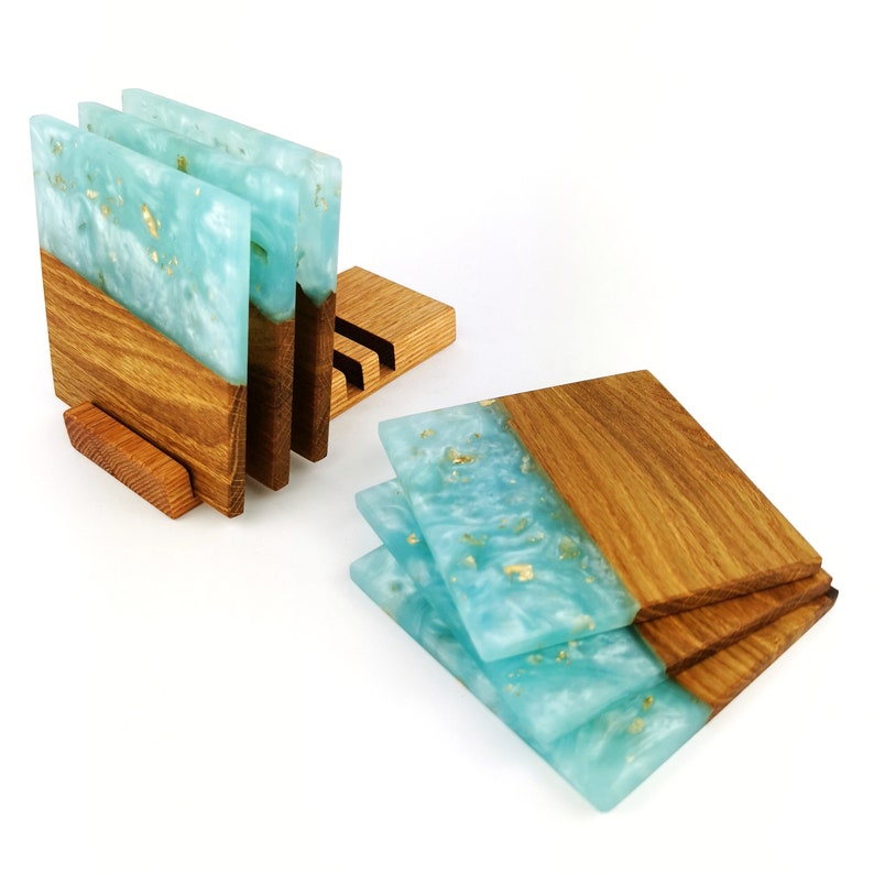 Ice Blue Barrel Mugs With Coasters - Ceramic Connoisseur