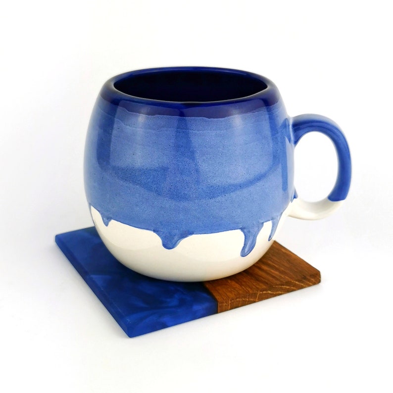 Blue Barrel Mugs With Coasters - Ceramic Connoisseur