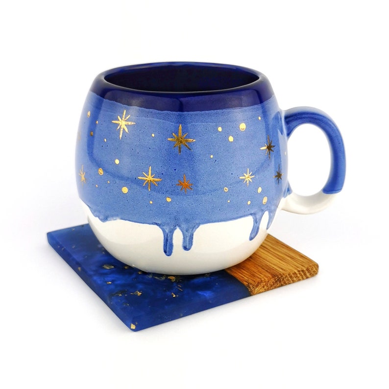 Blue Barrel Mugs With Coasters - Ceramic Connoisseur