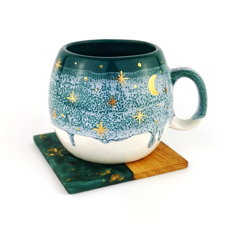 Green Barrel Mugs With Coasters - Ceramic Connoisseur