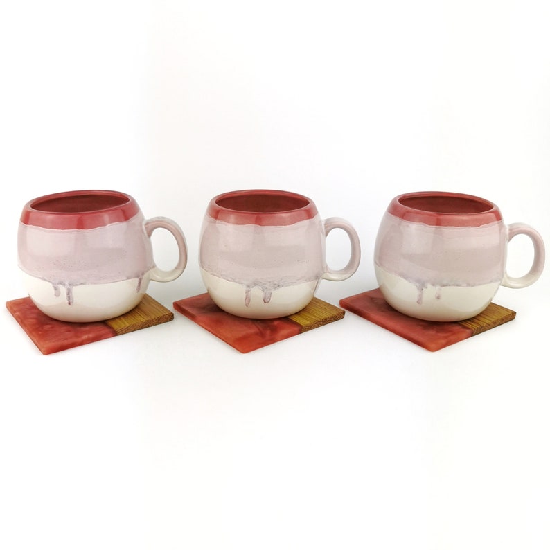 Pink Barrel Mugs With Coasters - Ceramic Connoisseur