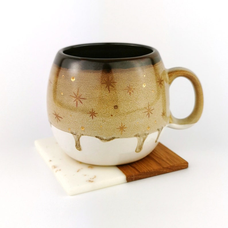 Brown Barrel Mugs With Coasters - Ceramic Connoisseur