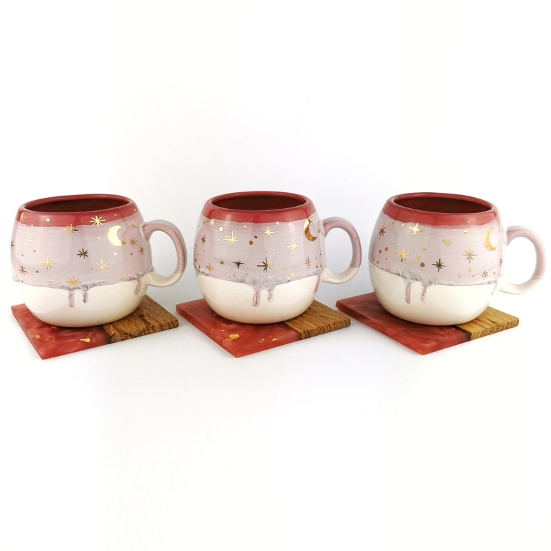 Pink Barrel Mugs With Coasters - Ceramic Connoisseur