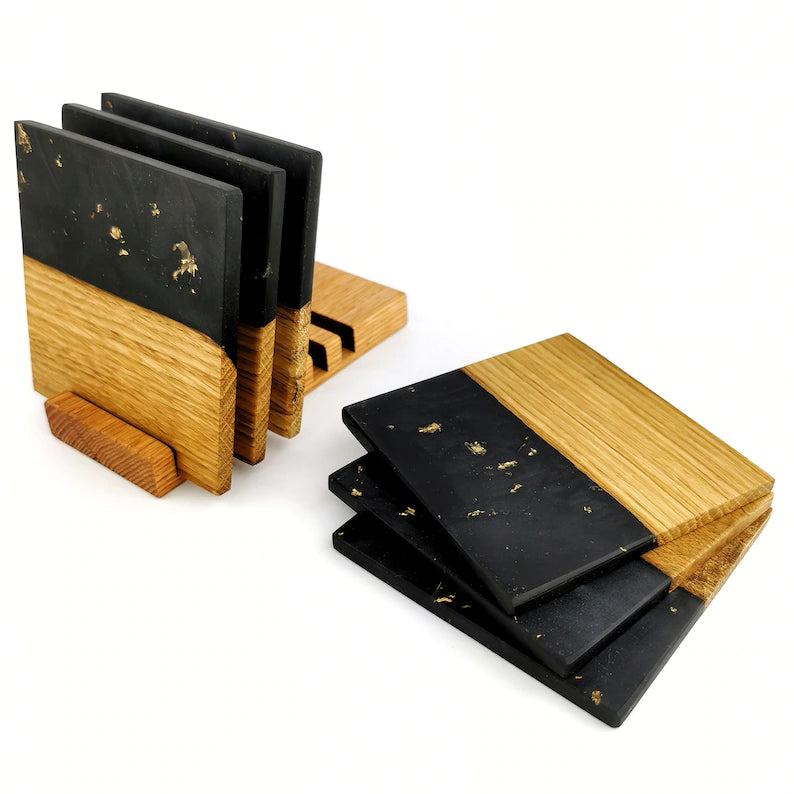 Black Barrel Mugs With Coasters - Ceramic Connoisseur