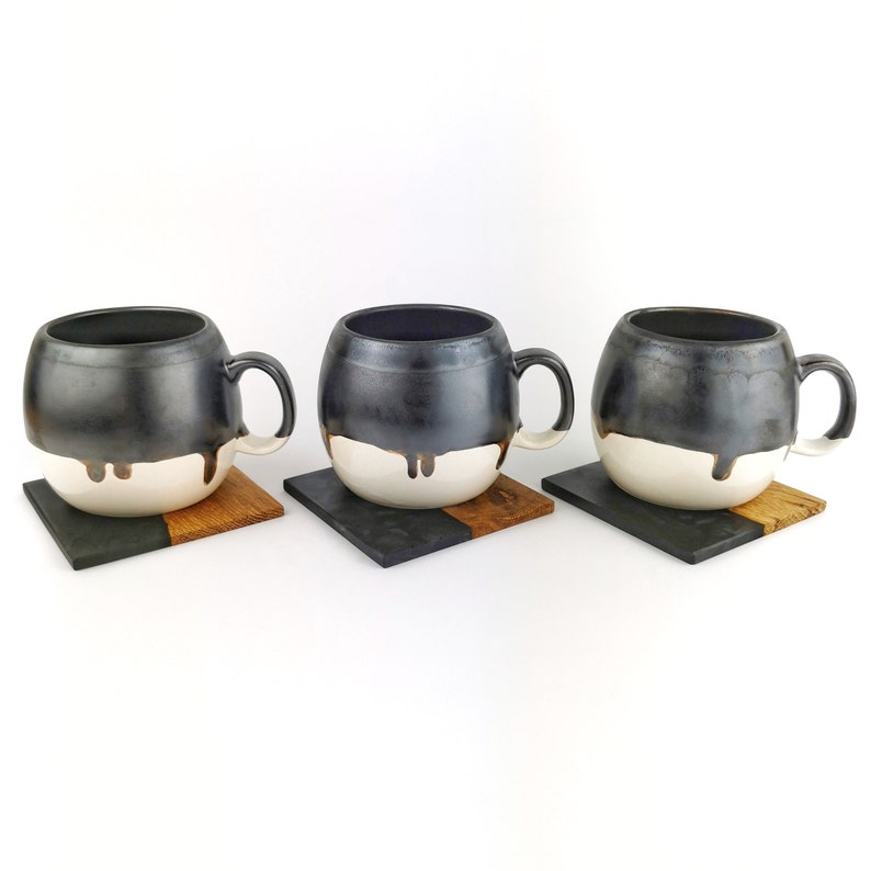 Gray Barrel Mugs With Coasters - Ceramic Connoisseur