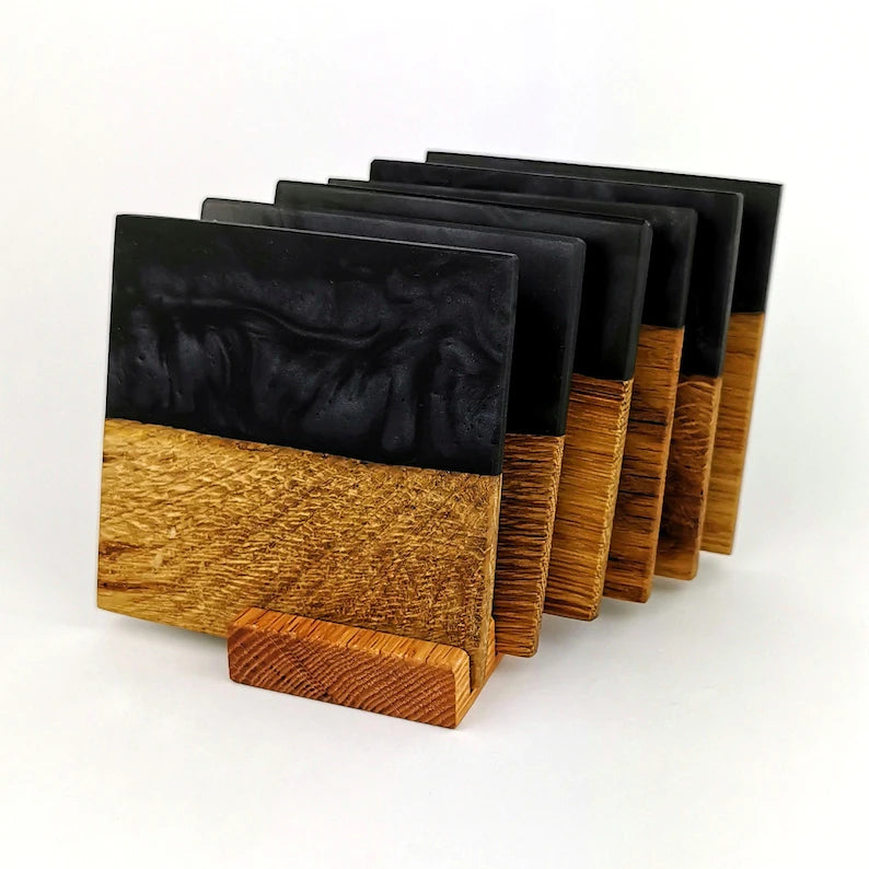 Black Barrel Mugs With Coasters - Ceramic Connoisseur