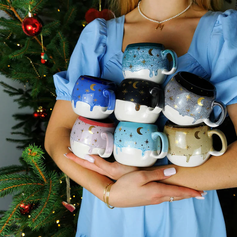 Black Barrel Mugs With Coasters - Ceramic Connoisseur