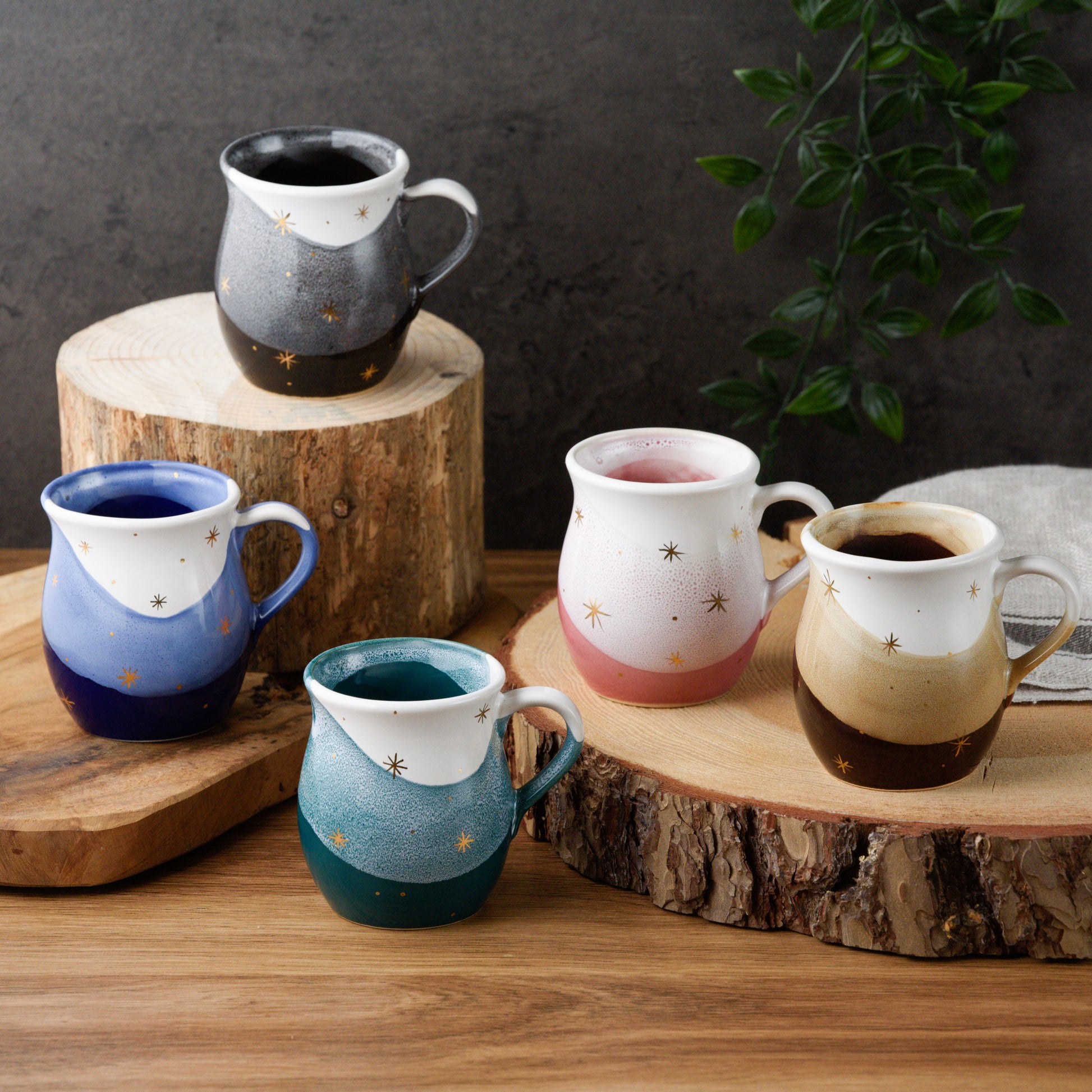 Gold Stars Belly Mugs - Ceramic Connoisseur