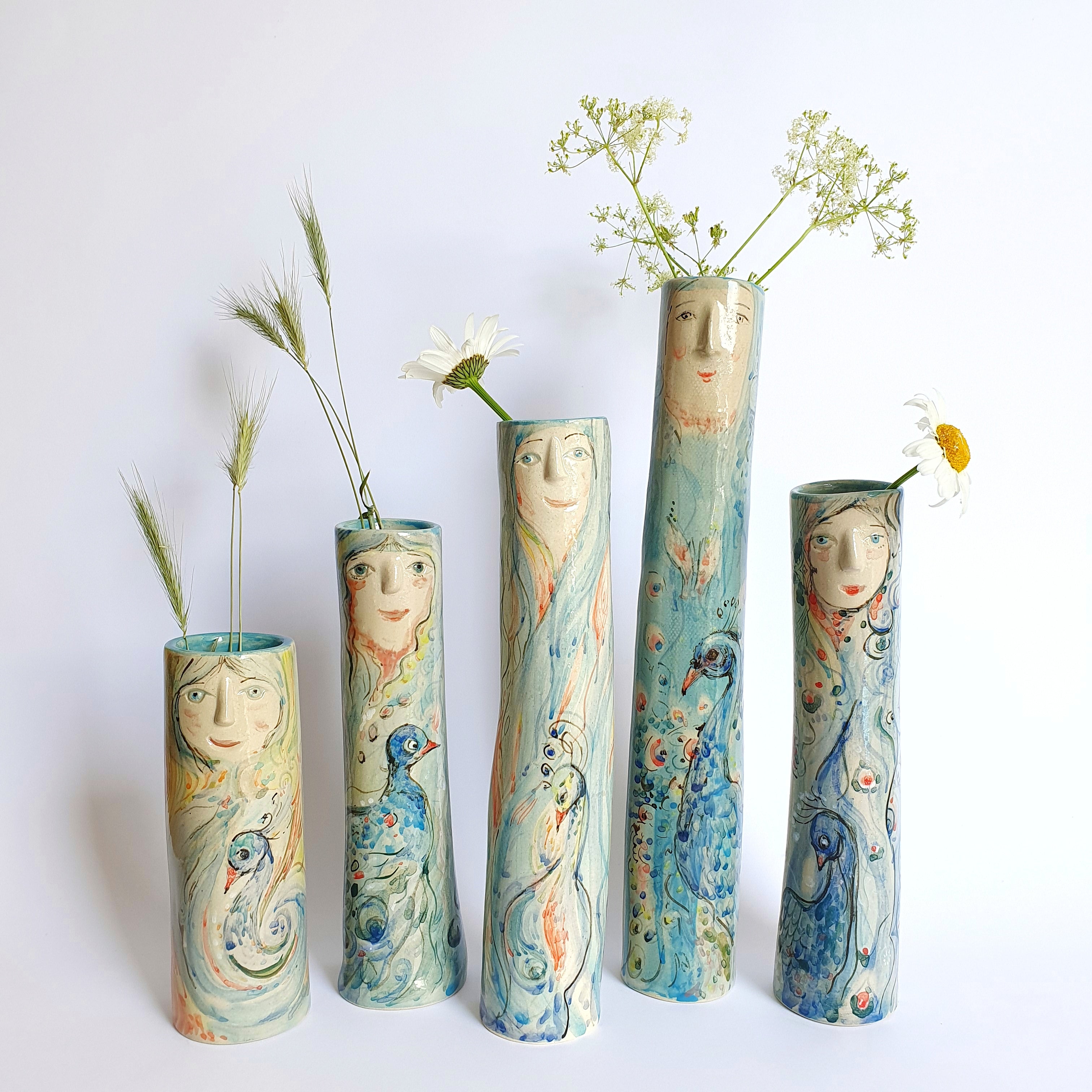 Cats Bud Vases, Ceramic Vases, Pottery Indoor Planter, Vases With Faces, Flower Vase, Home store Decor, Head Vase, Handmade Vases, Dry Flower