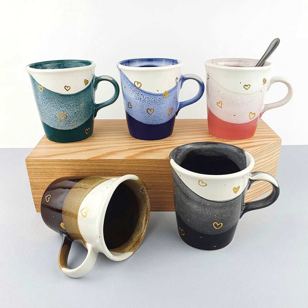 Gold Hearts Petite Mugs - Ceramic Connoisseur