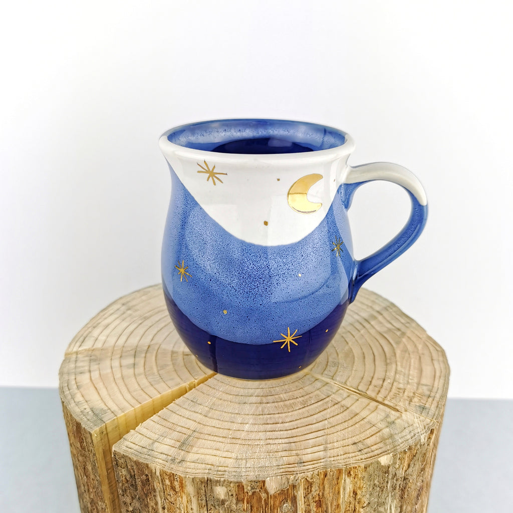Gold Moon With Stars Belly Mugs - Ceramic Connoisseur