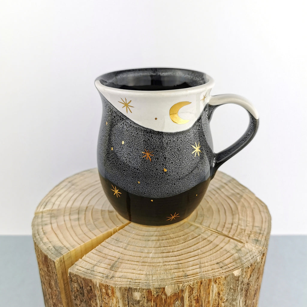 Gold Moon With Stars Belly Mugs - Ceramic Connoisseur