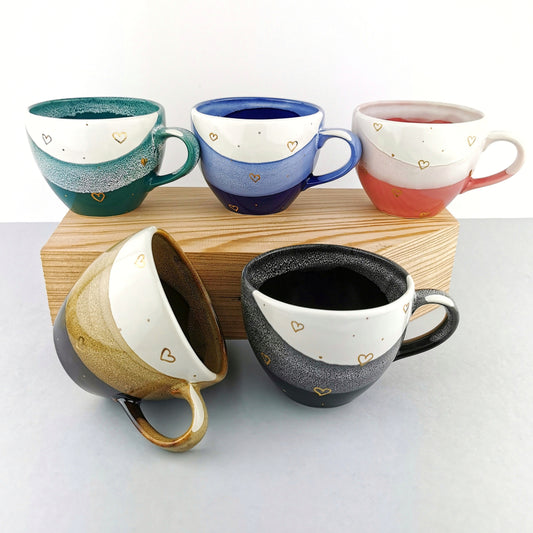 Gold Hearts Cups - Ceramic Connoisseur