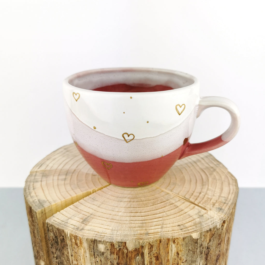 Gold Hearts Cups - Ceramic Connoisseur