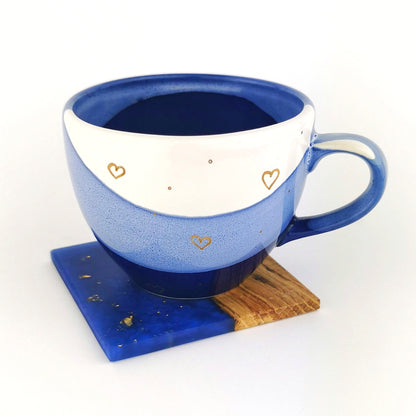 Gold Hearts Cups With Coasters - Ceramic Connoisseur