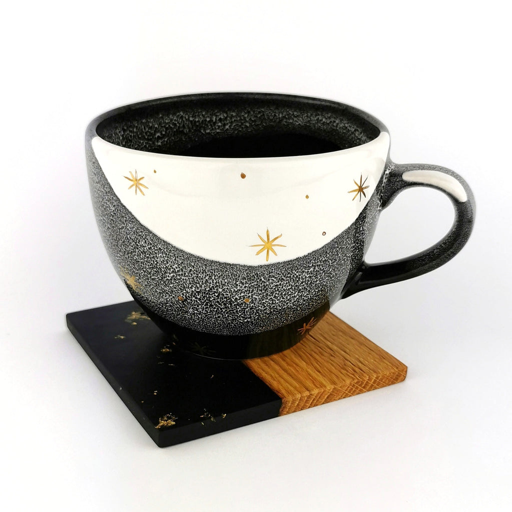 Gold Stars Cups With Coasters - Ceramic Connoisseur