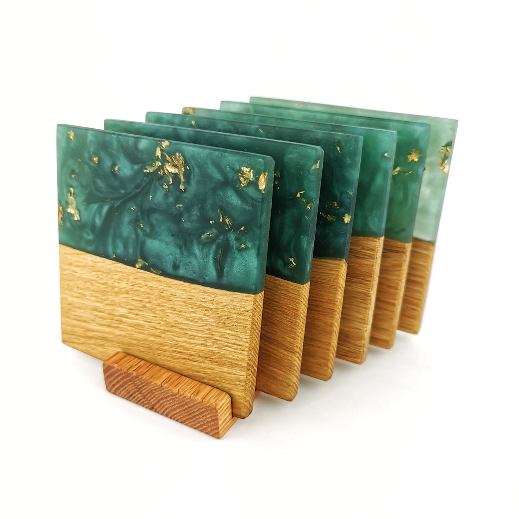 Green Barrel Mugs With Coasters - Ceramic Connoisseur