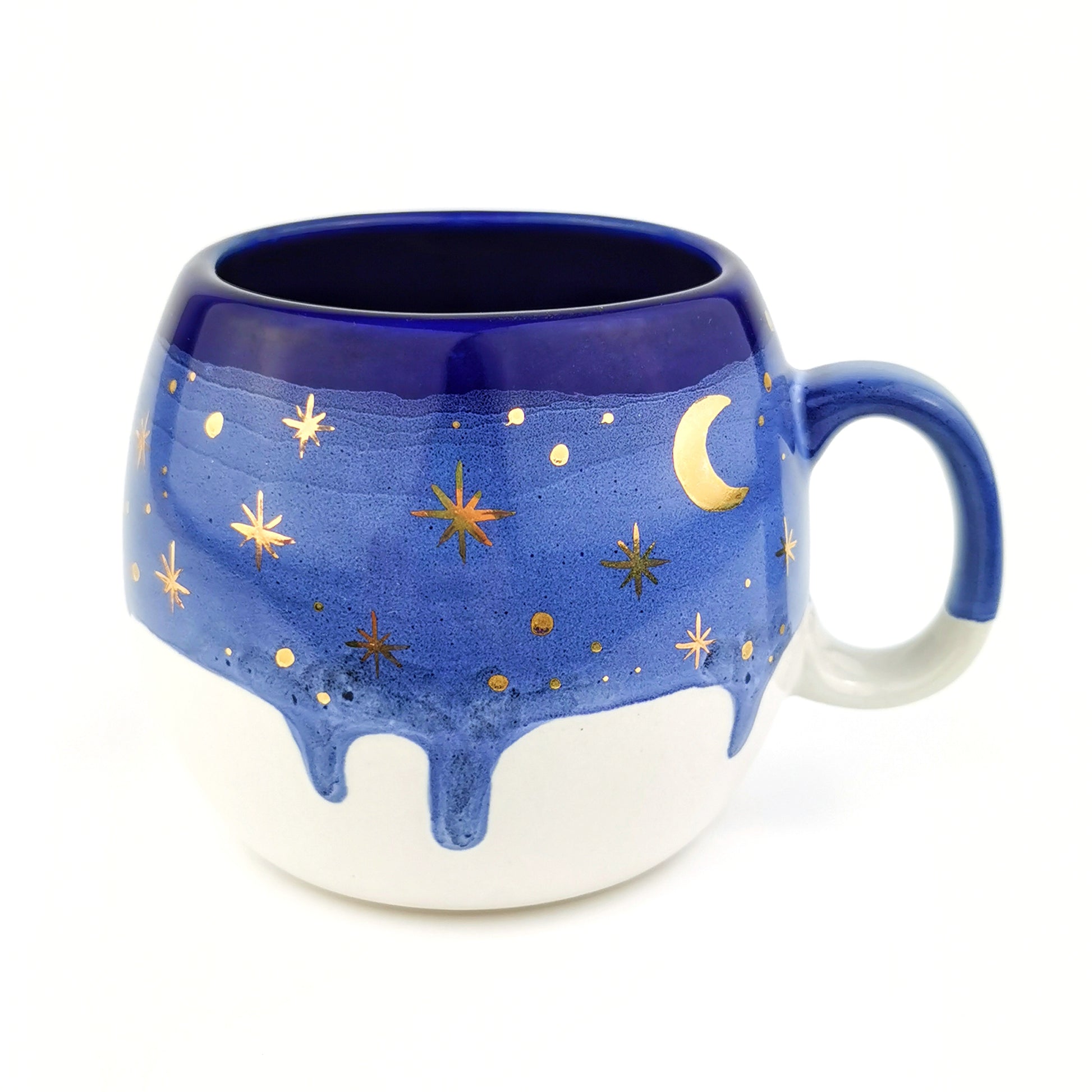 Gold Moon With Stars Barrel Mugs - Ceramic Connoisseur