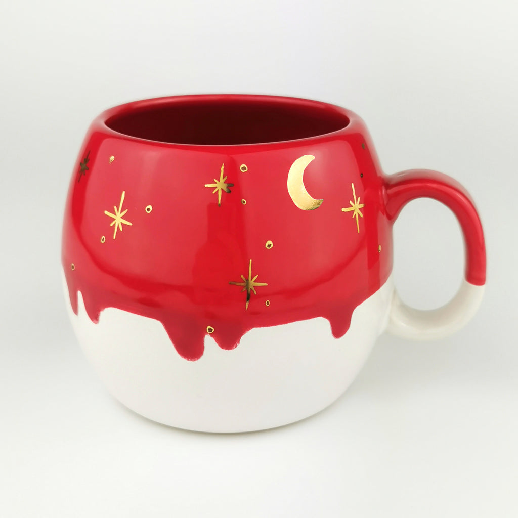 Gold Moon With Stars Barrel Mugs - Ceramic Connoisseur