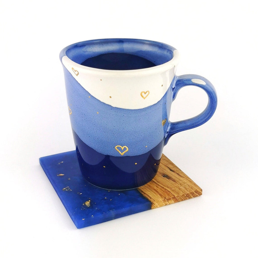 Gold Hearts Petite Mugs With Coasters - Ceramic Connoisseur
