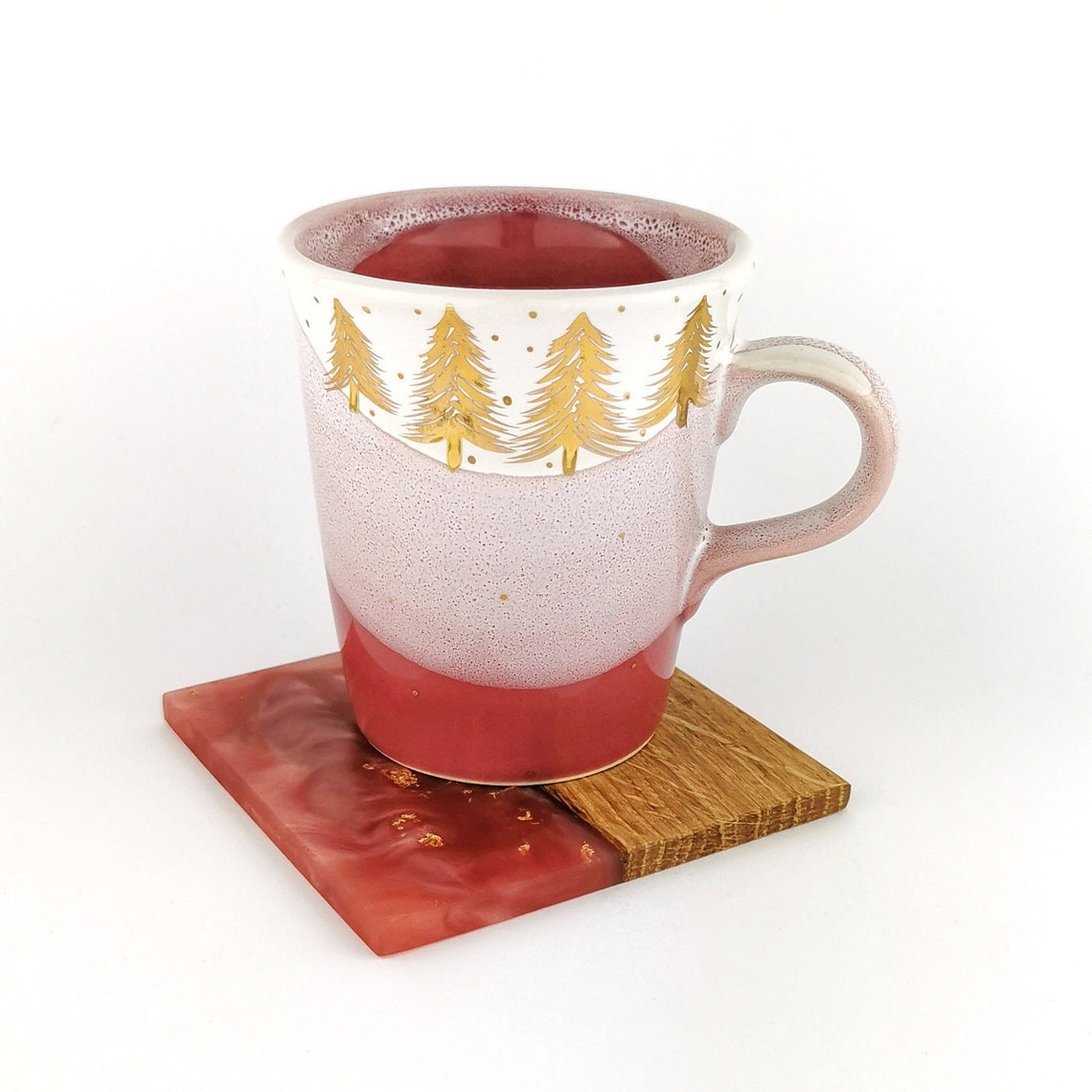 Gold Forest Petite Mugs With Coasters - Ceramic Connoisseur