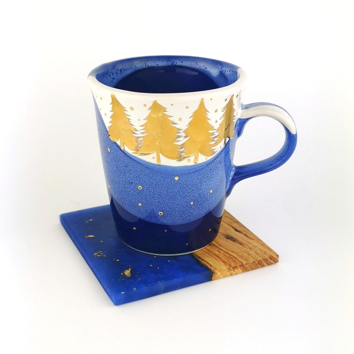 Gold Forest Petite Mugs With Coasters - Ceramic Connoisseur