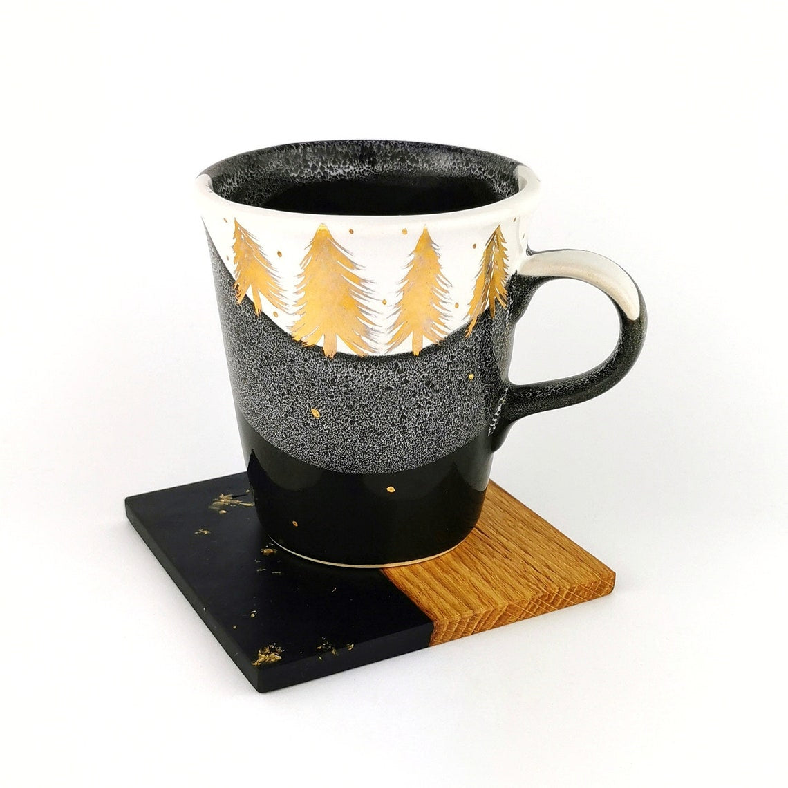 Gold Forest Petite Mugs With Coasters - Ceramic Connoisseur